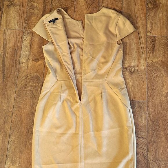 Banana Republic Factory Mustard Short Sleeve Midi Sheath Dress Size 10 - Picture 11 of 13